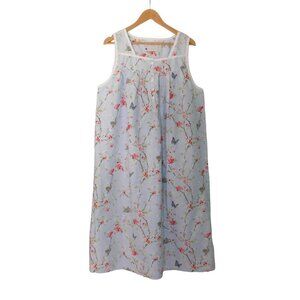 NEW‎ Portuguese Cotton Nightgown Sleeveless Blue Floral Cotton Lawn Sz Medium